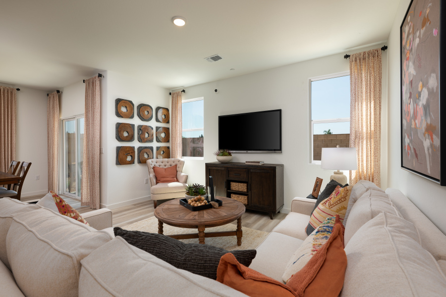 A living room with a tv and couches.