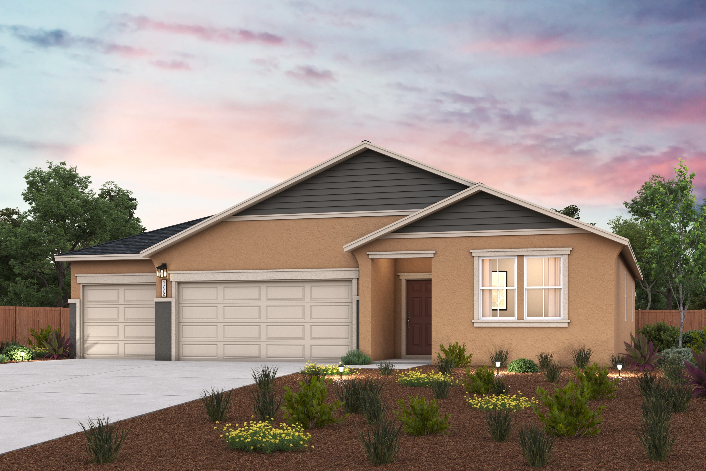 A house with a driveway.