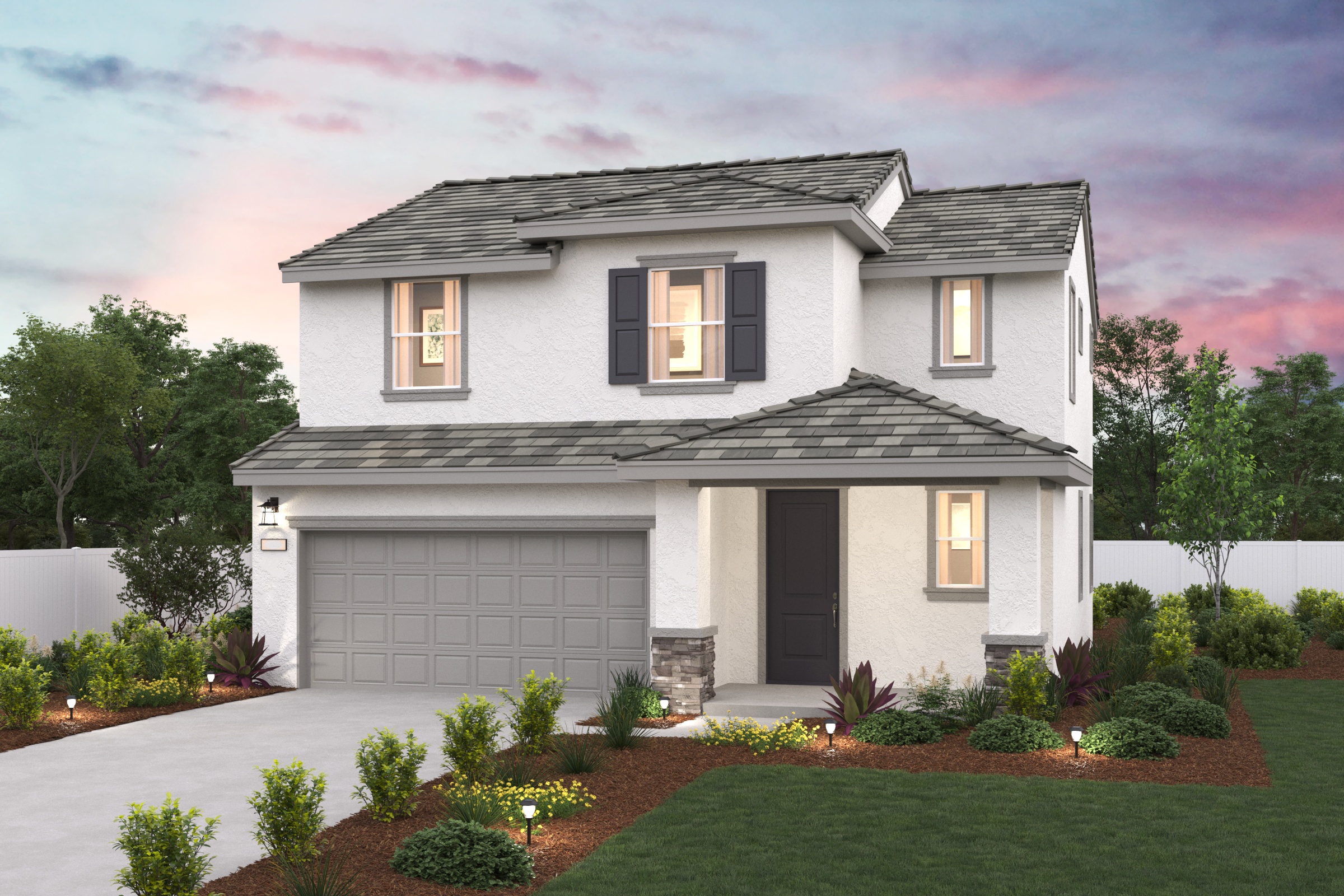 A house with a garage.