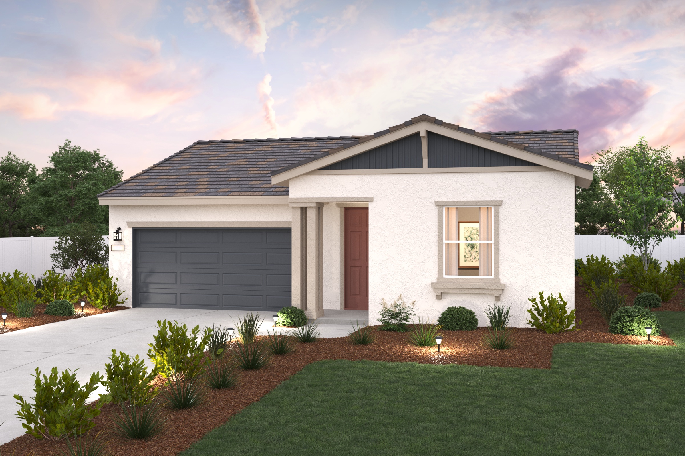 A house with a large front yard.