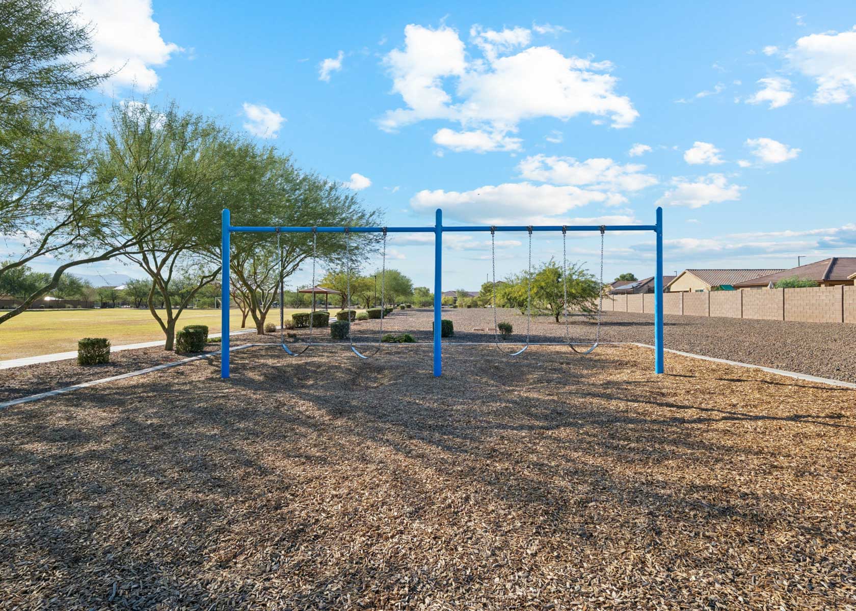 A playground with blue bars.