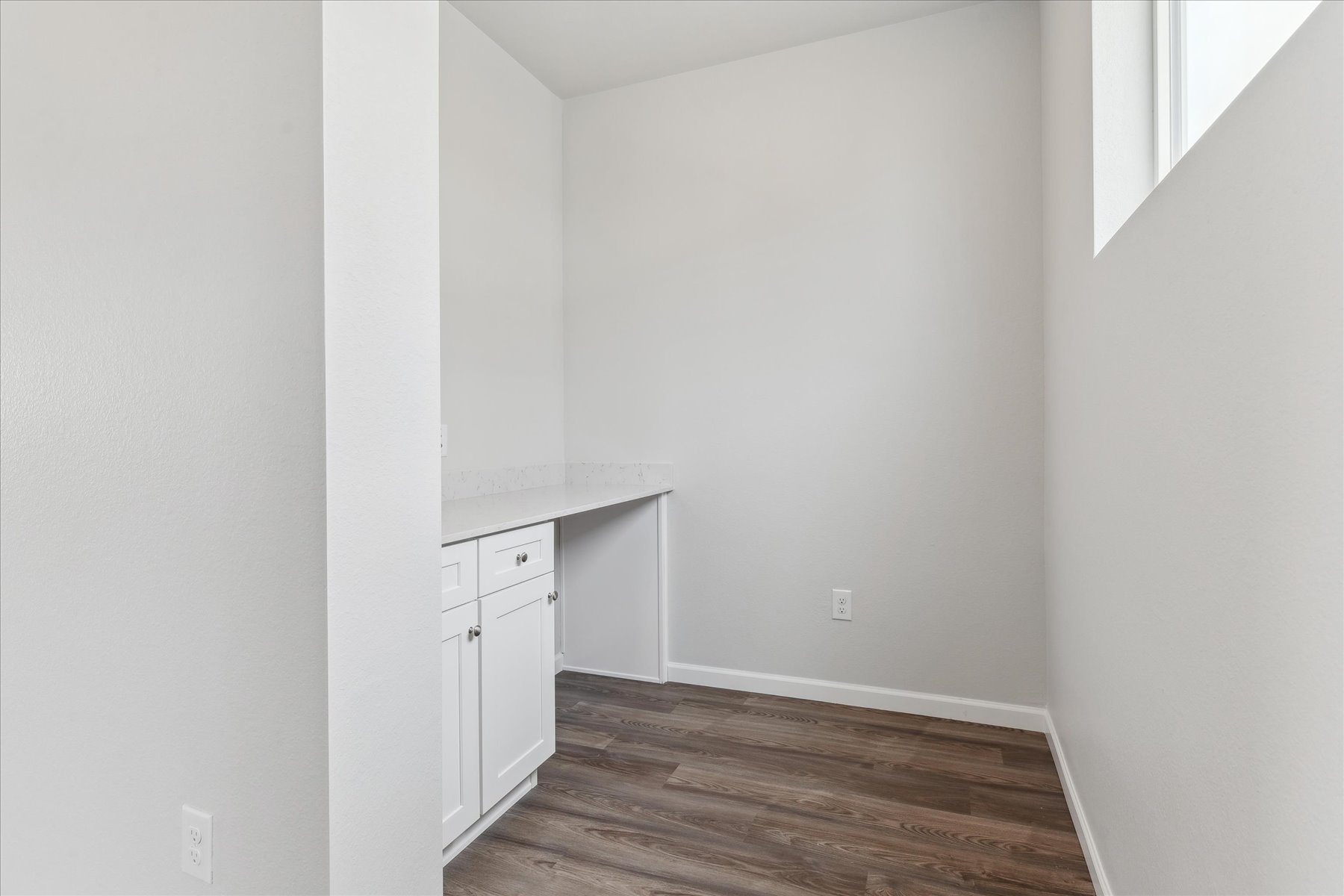 A room with white walls.