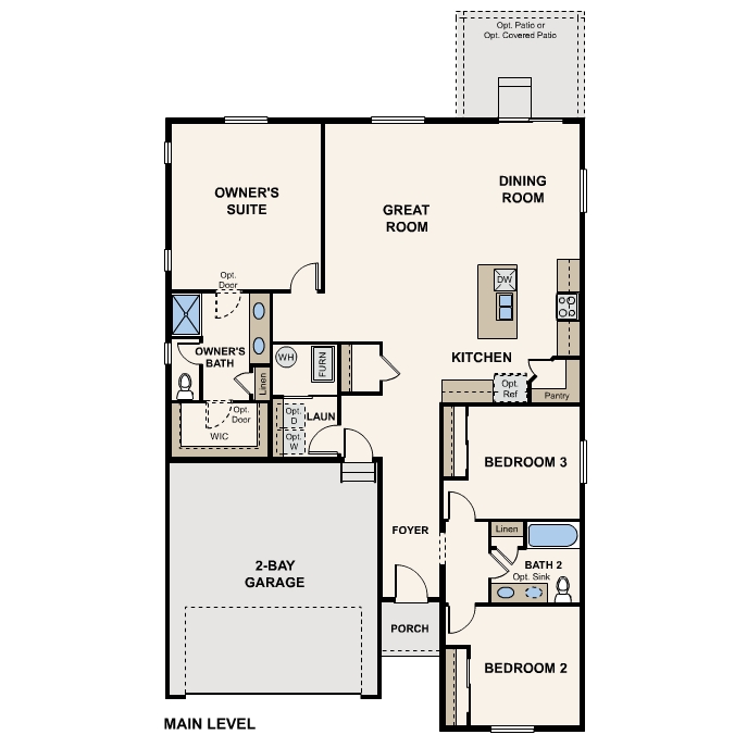 Diagram, engineering drawing. Cimarron Floorplan, Main Level