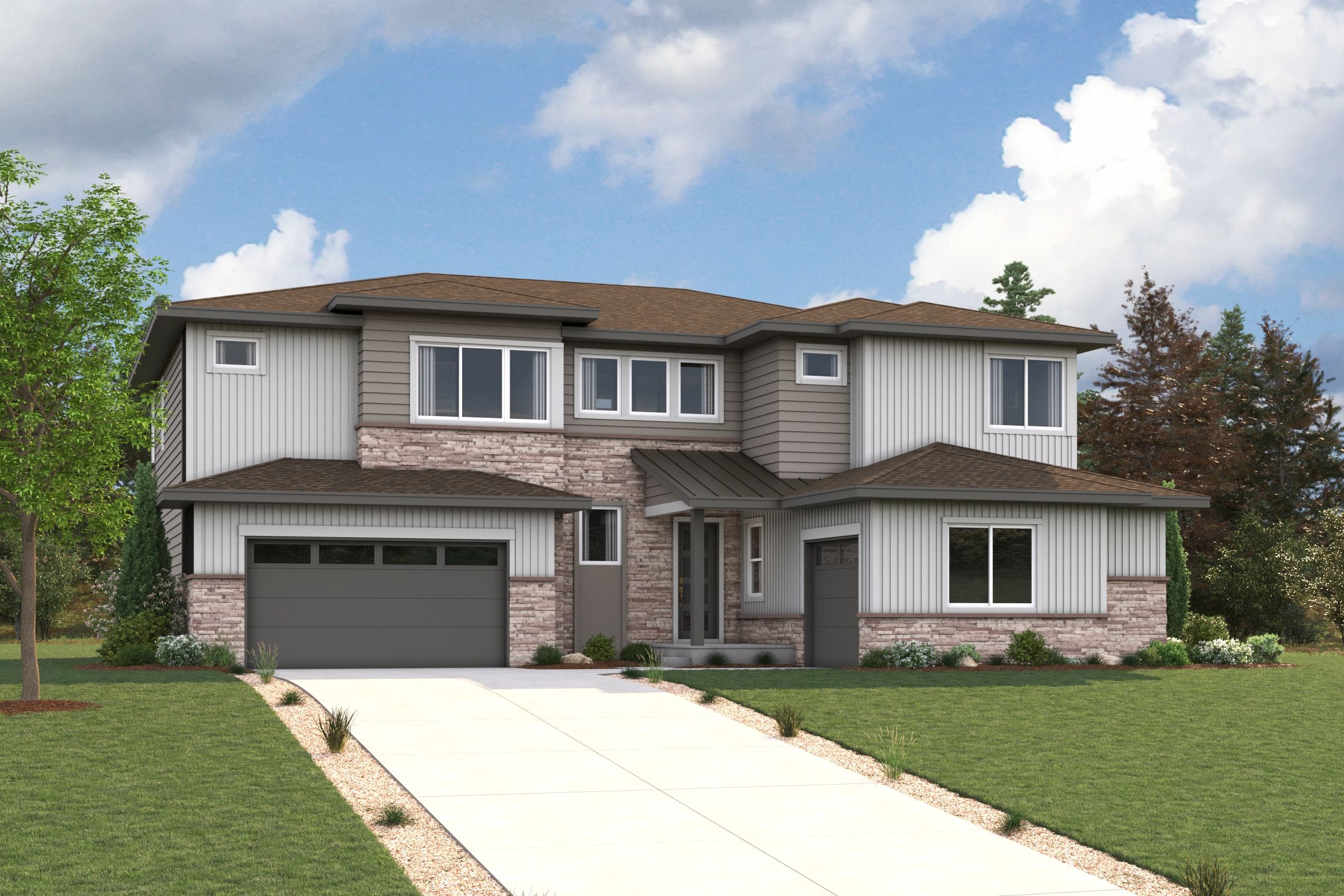 A house with a driveway.