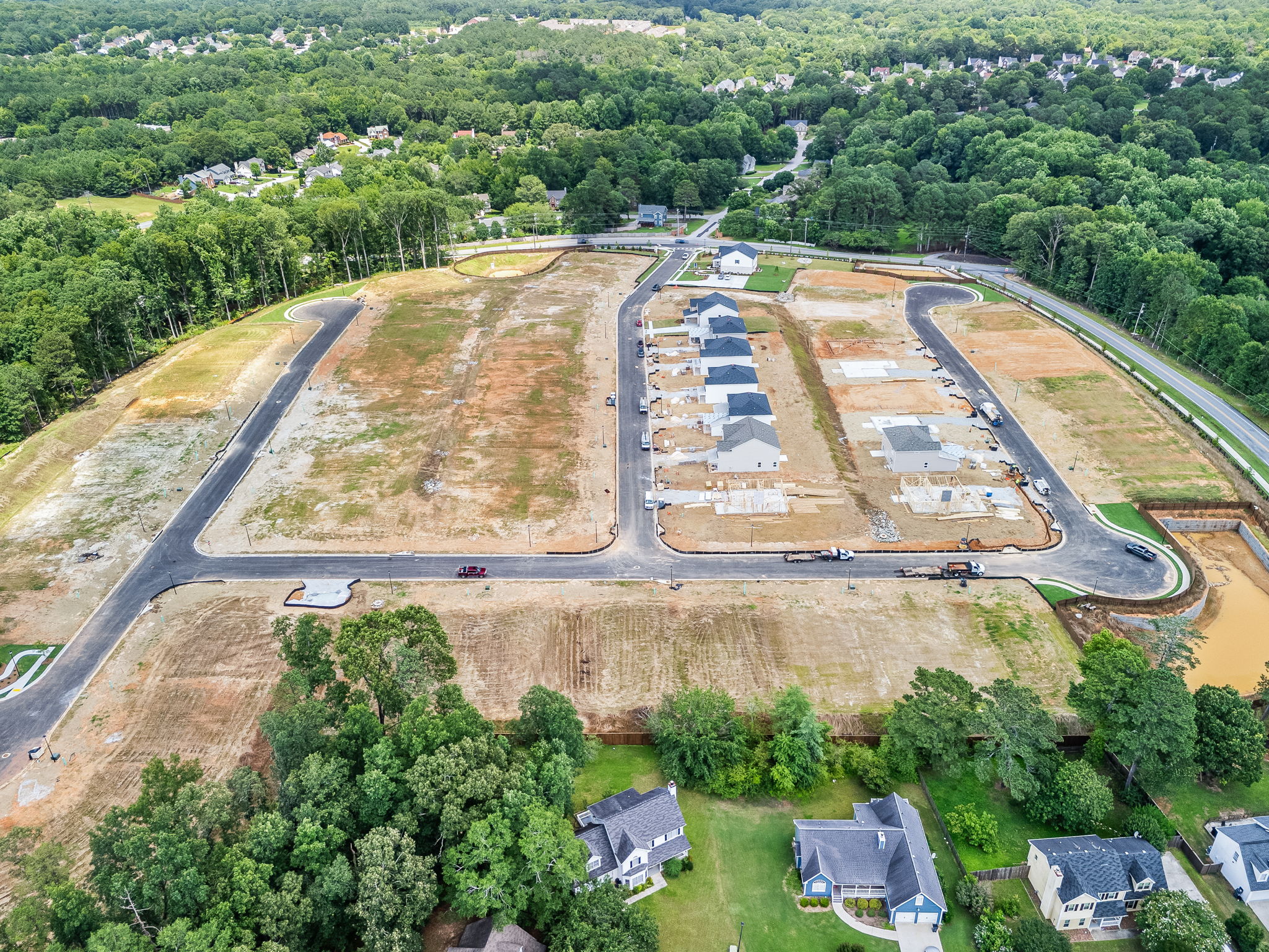 A landscape with trees and roads.