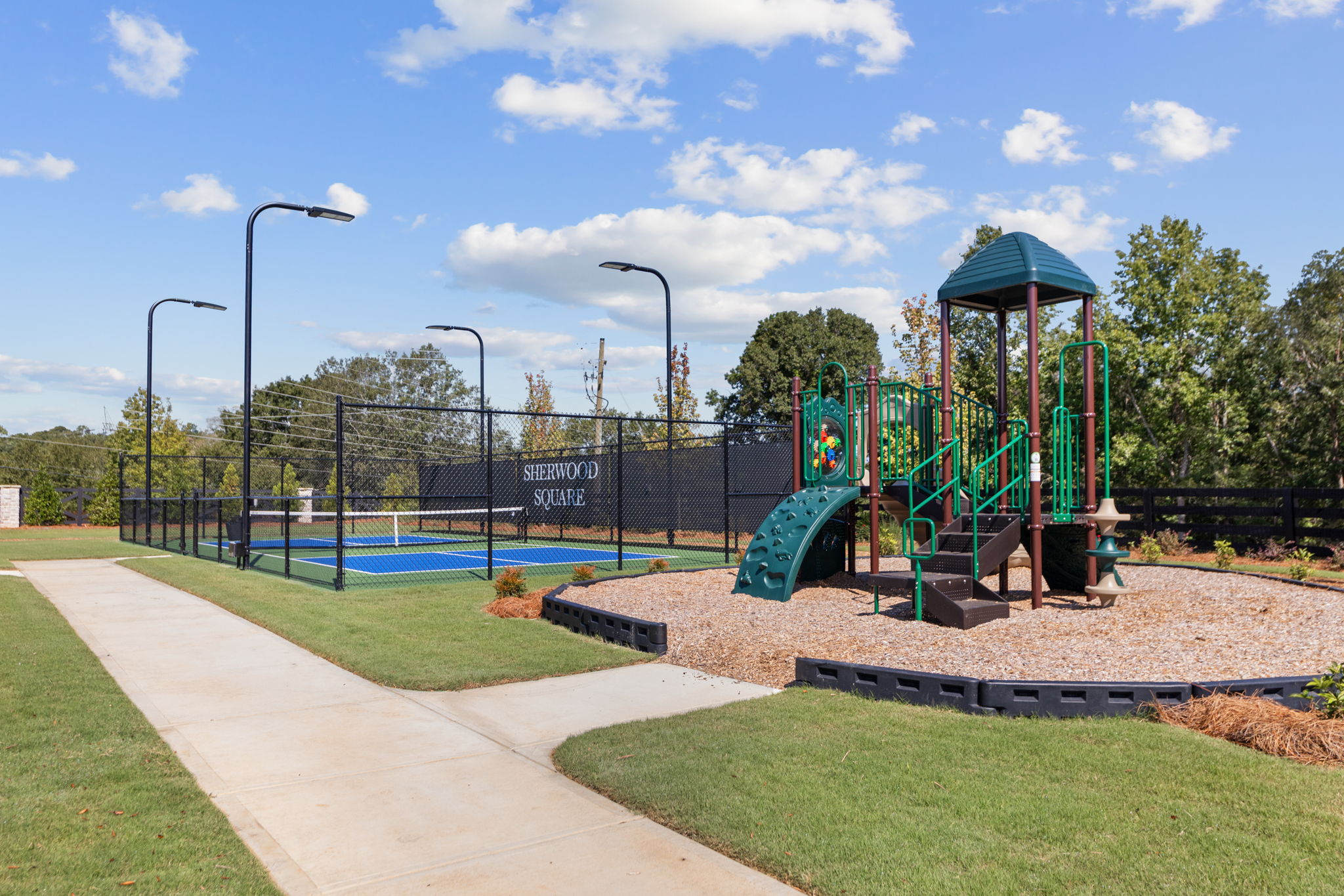 A playground with a slide.