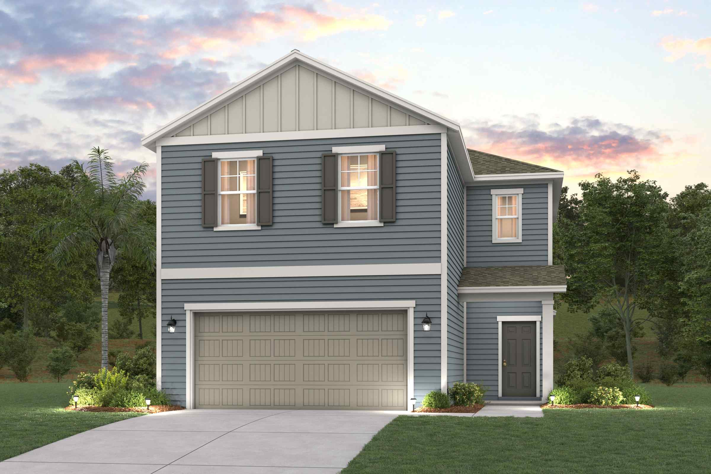 A house with a garage.