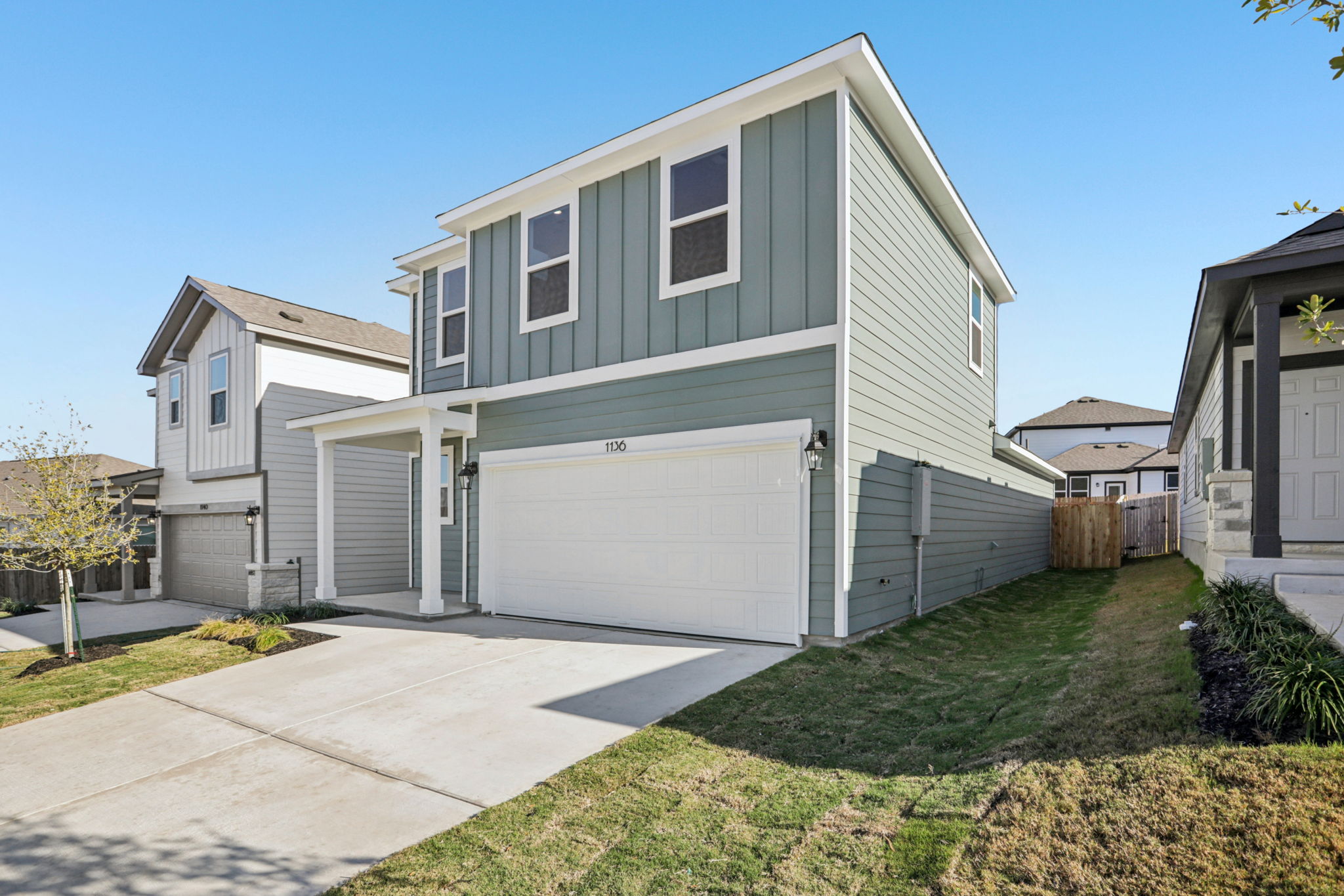 A house with a garage.
