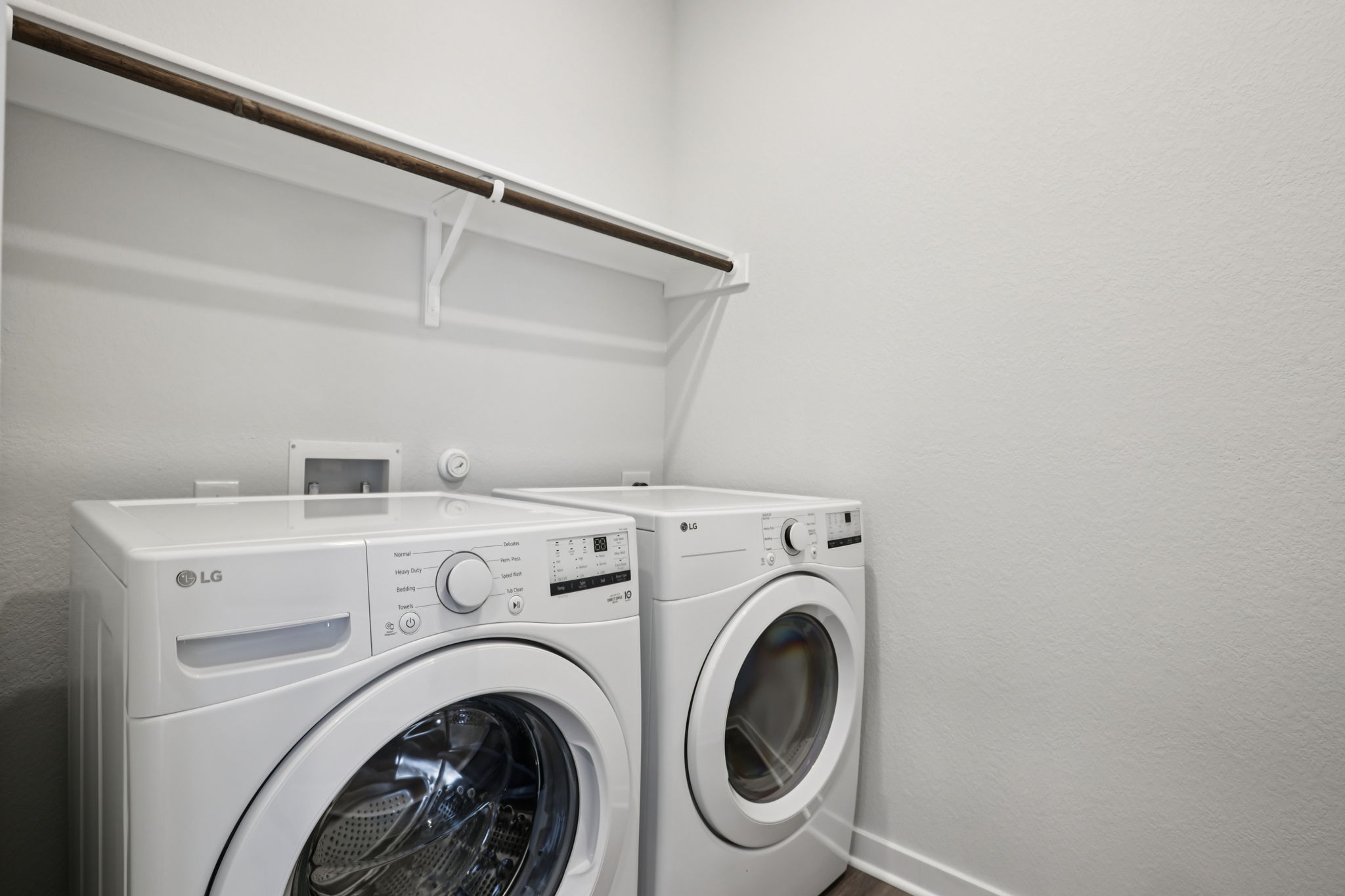 A washing machine and dryer.