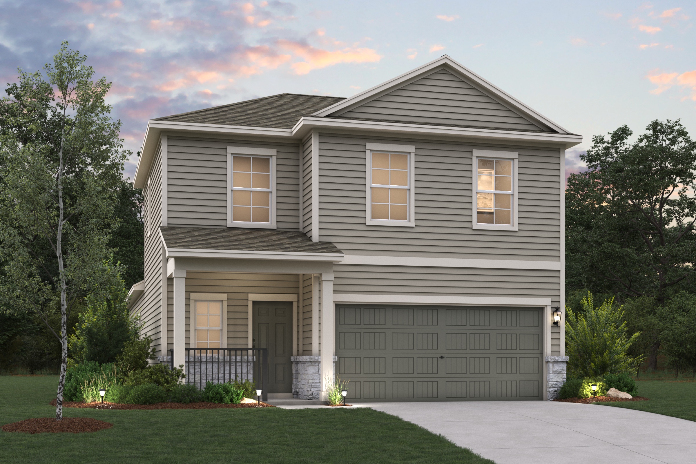 A house with a garage.