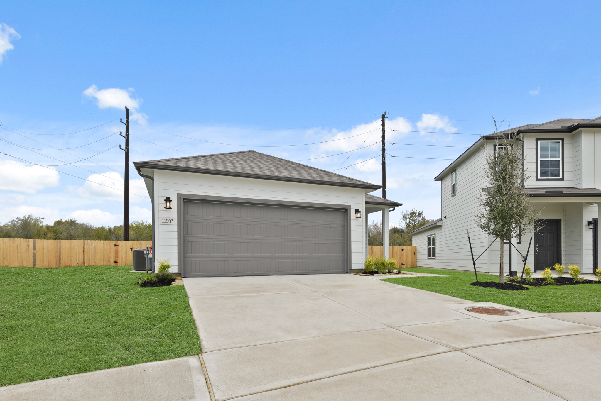 A house with a garage.