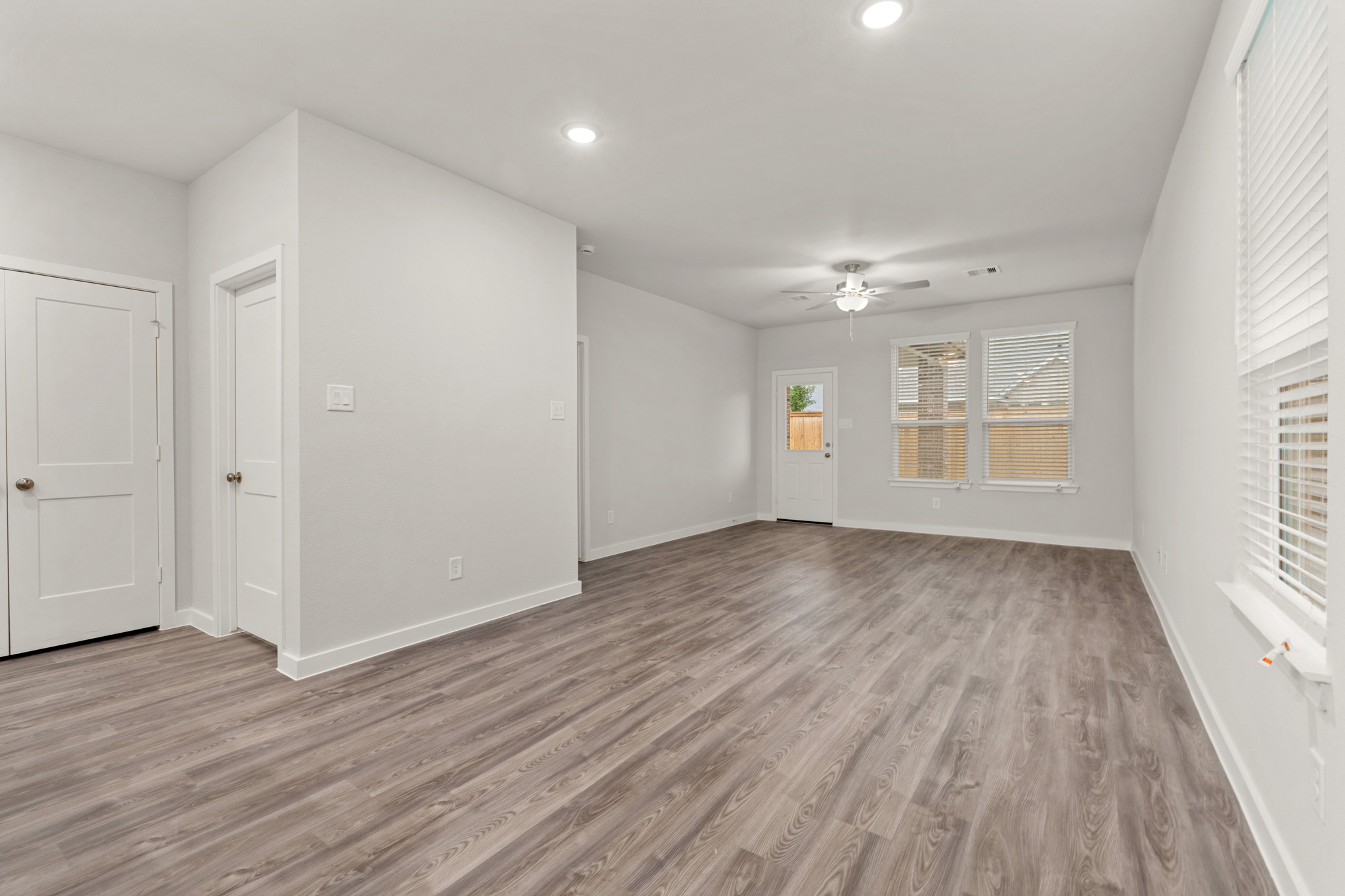 A room with white doors.