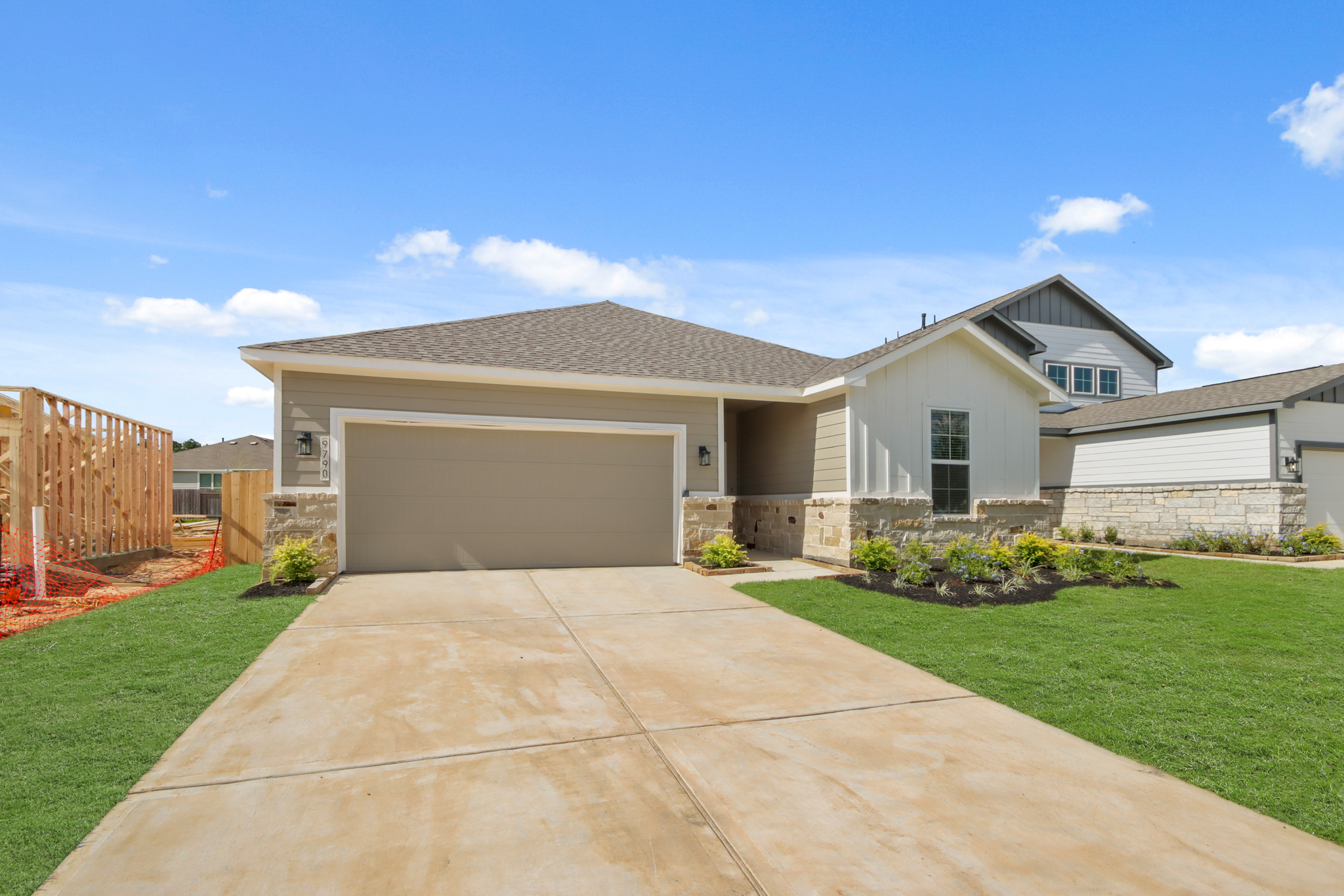 A house with a driveway.