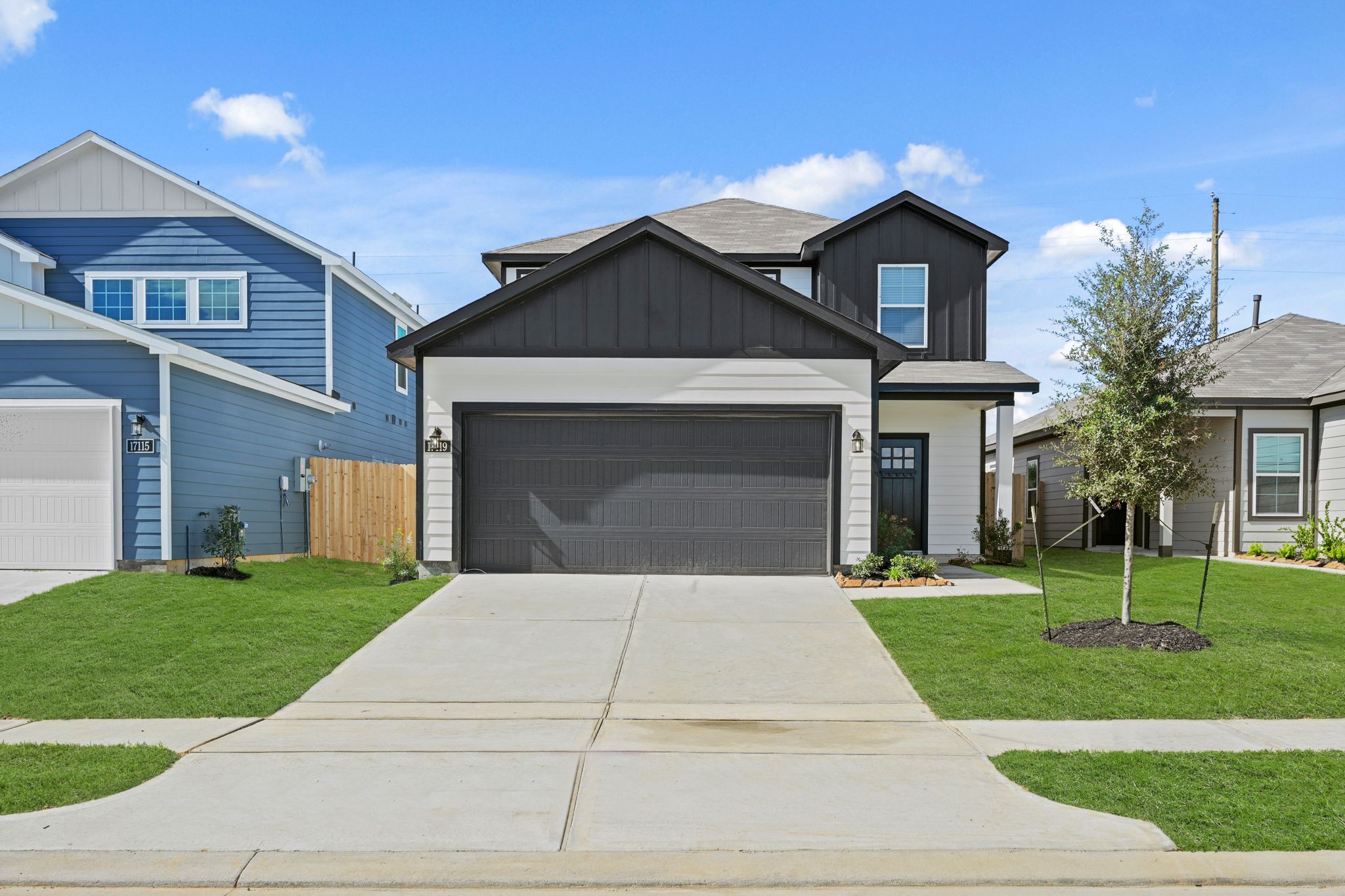 A house with a garage.