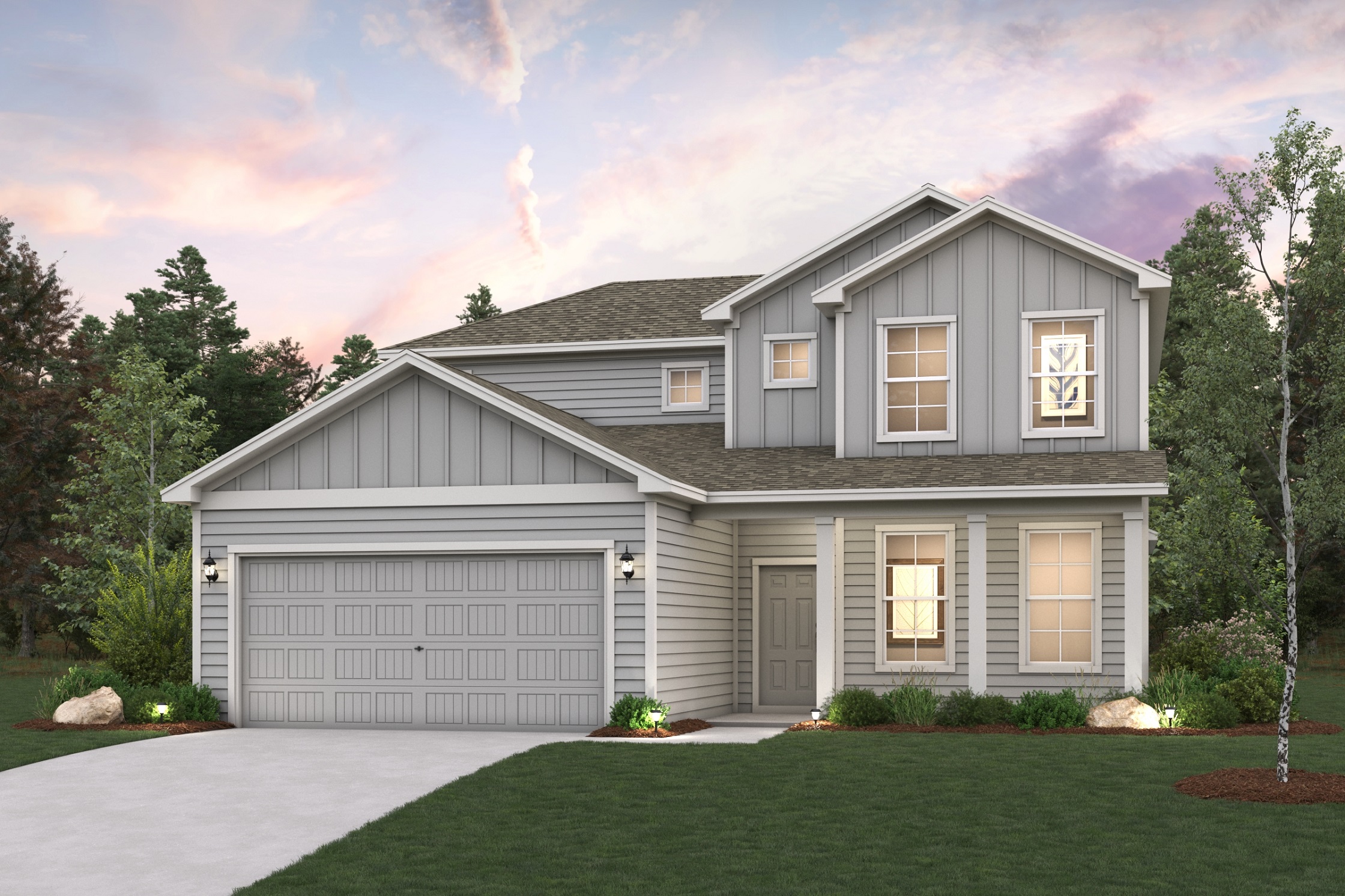 A house with a garage.