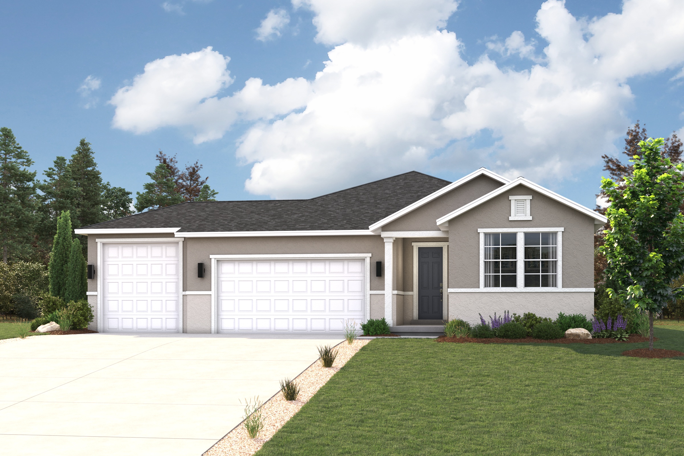 A house with a driveway.