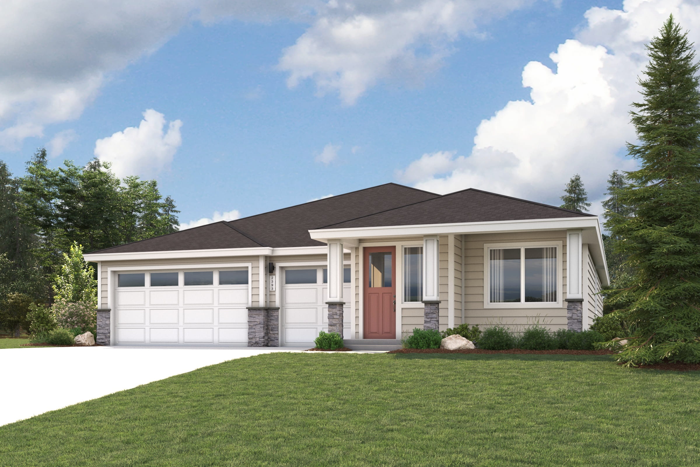 A house with a lawn in front of it.