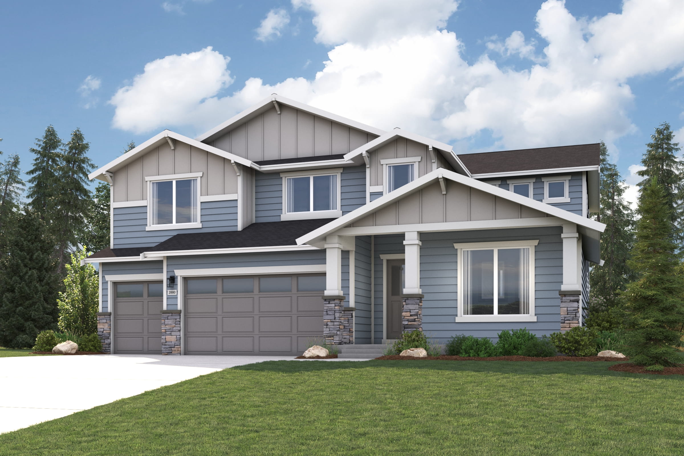 A house with a lawn in front of it.