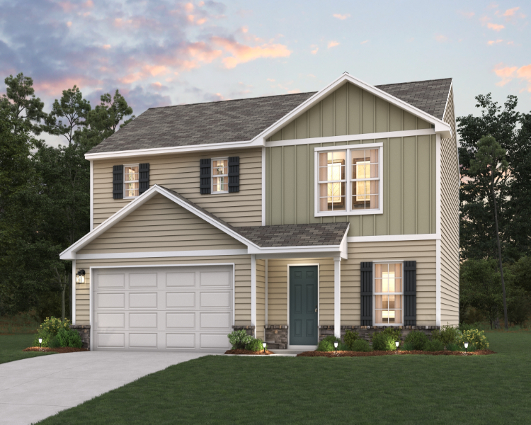 A house with a garage.